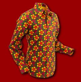 Hemd 654  Chenaski Flowergrid red